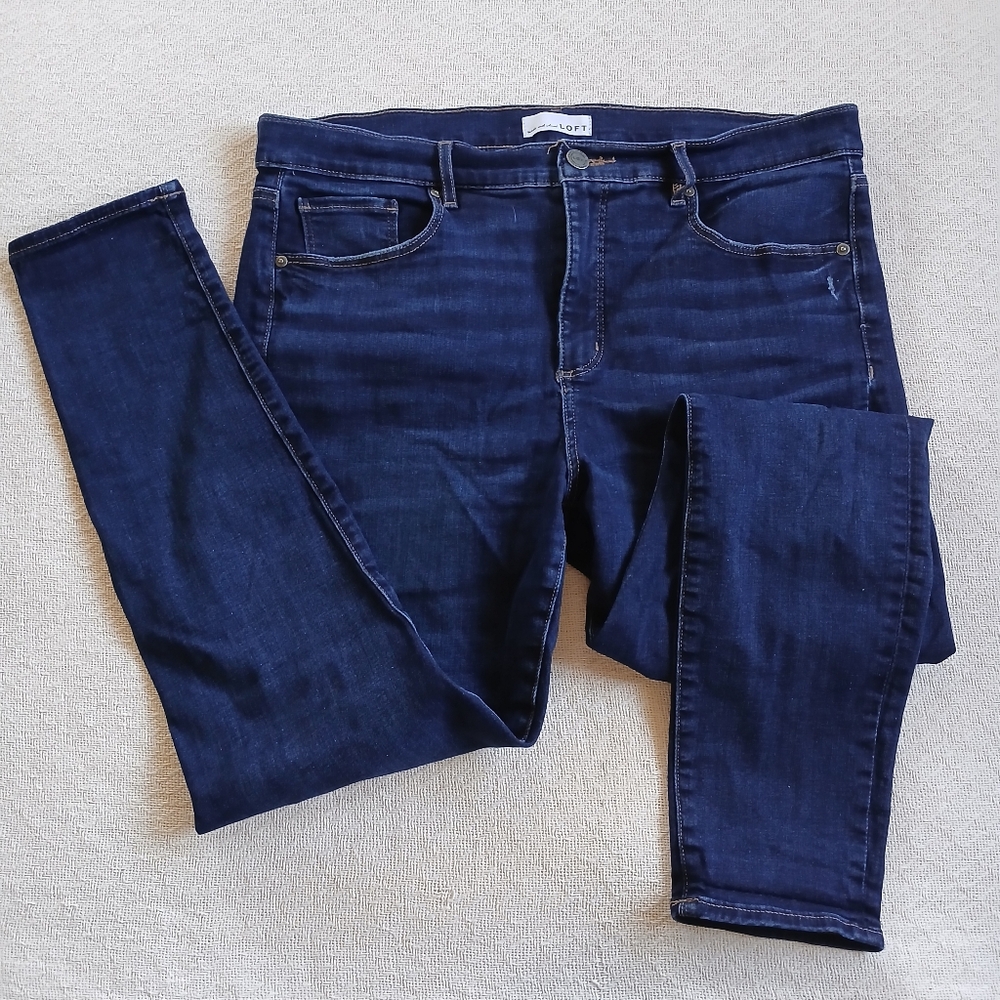 loft ♡ high waist skinny jeans 14 denim cleam indie millenial city utilitarian